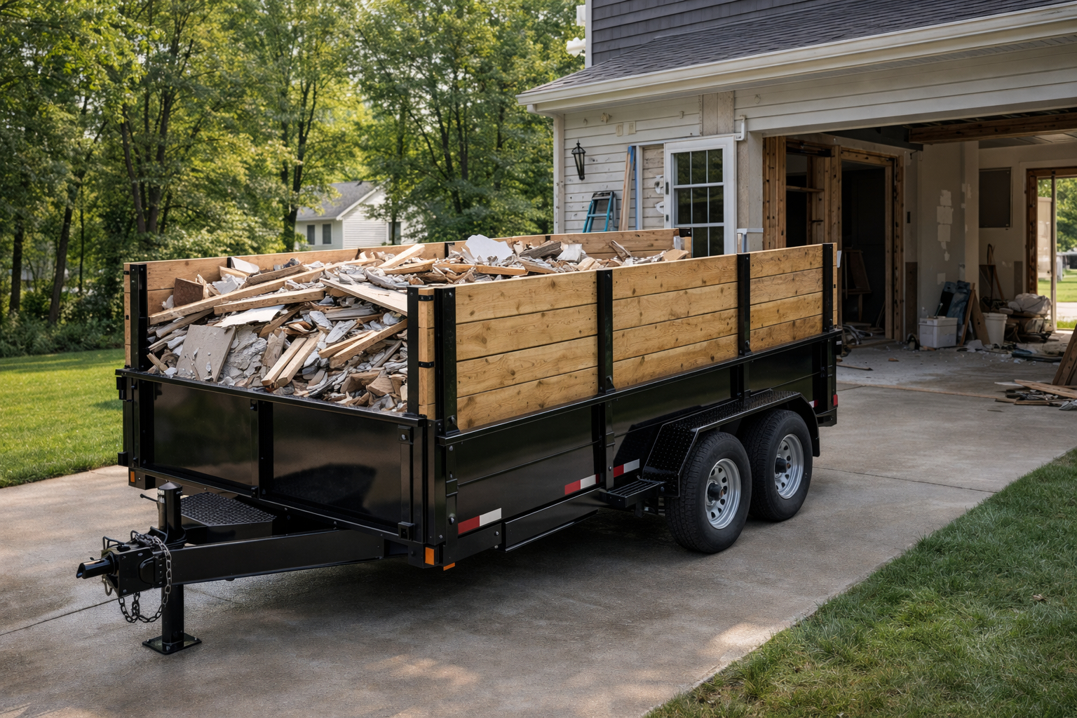 Dumpster rental in Rockford MI with high-capacity trailer for renovation debris