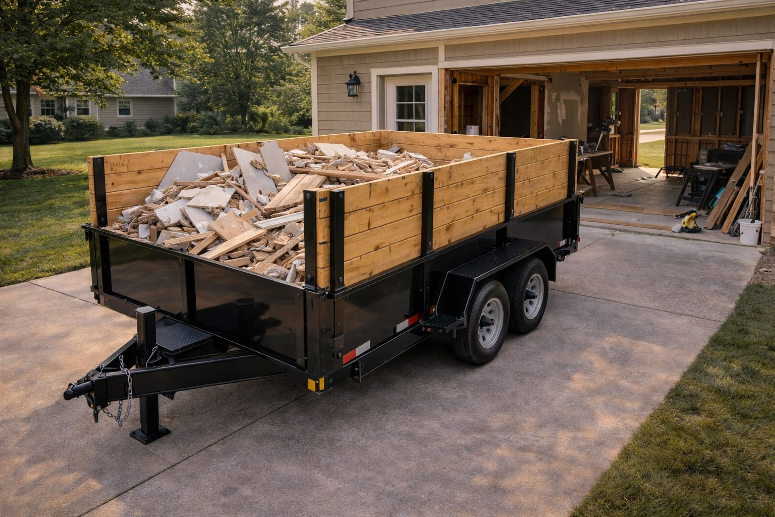 Dumpster rental in Ada MI with high-capacity trailer for renovation debris