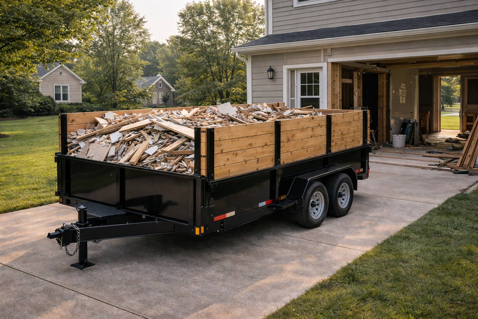 Dumpster rental in Ionia MI with high-capacity trailer for renovation debris