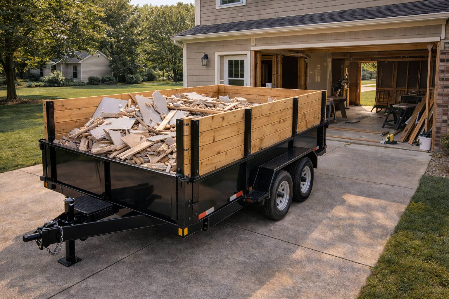 Dumpster rental in Wyoming MI with high-capacity trailer for renovation debris