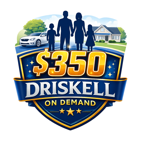 $350 driveway-safe dumpster rental special from Driskell On Demand in Grand Rapids Michigan, featuring family-friendly residential waste removal service