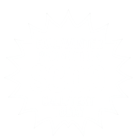 Promotional starburst badge that says “Fall/Winter Promotion $300 — Call/Text Today” for Driskell On Demand (transparent background). Used as an overlay to advertise a limited-time 3-day dumpster rental special.